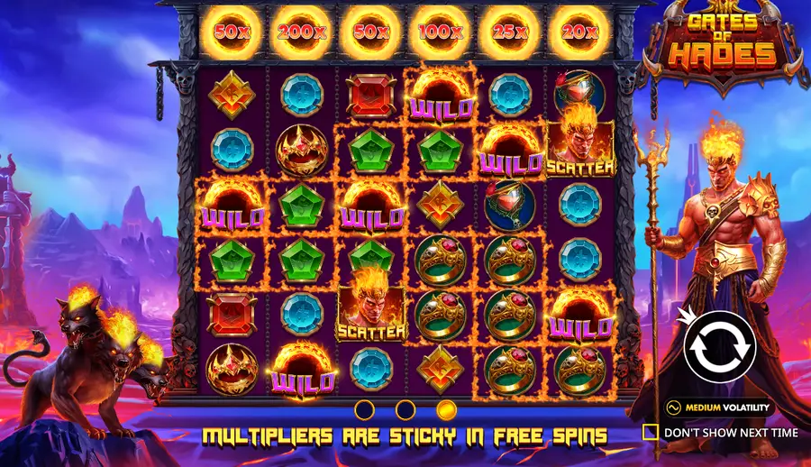 Intro slide under MULTIPLIERS ARE STICKY IN FREE SPINS
